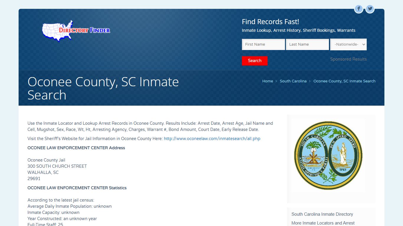 Oconee County, SC Inmate Search | People Lookup